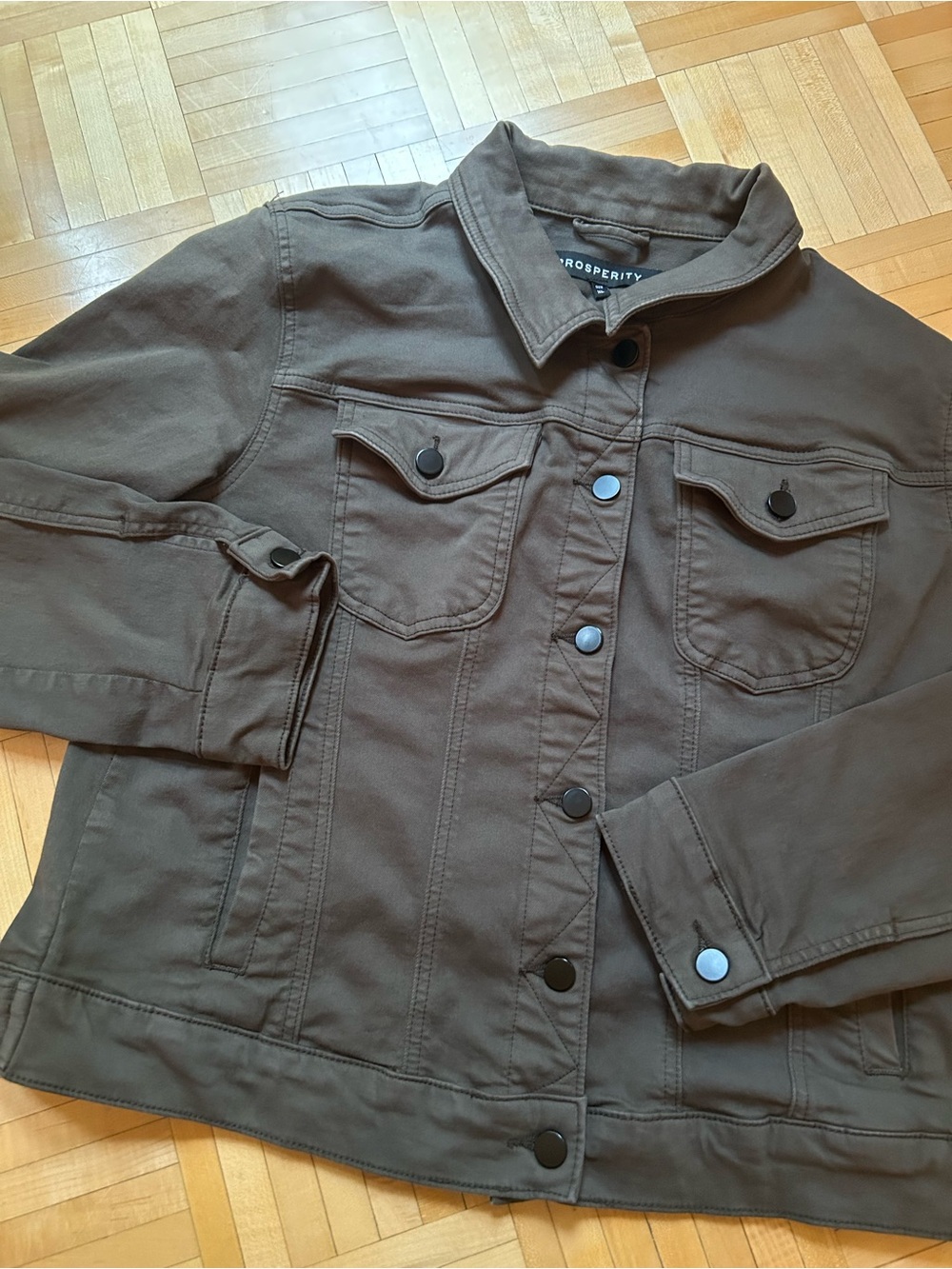 Prosperity Jolene Stretch Olive Green Denim Jacket